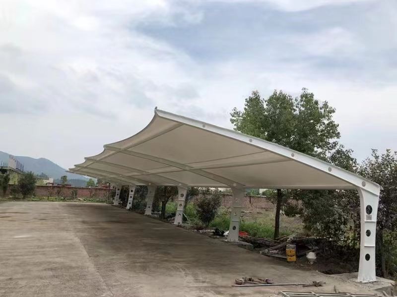 钱塘区小区改造停车棚工程,膜结构非机动车棚定制厂家-2